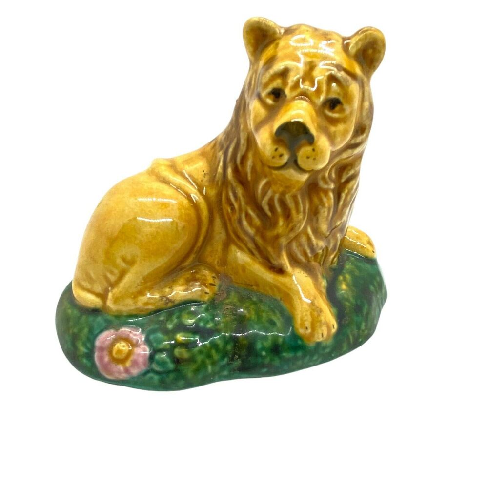 Lion Figurine Vintage Brown Ceramic Decorative Little Charming 3.5"x4"x2.5"